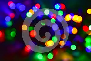 Colorful christmas lights bokeh abstract background