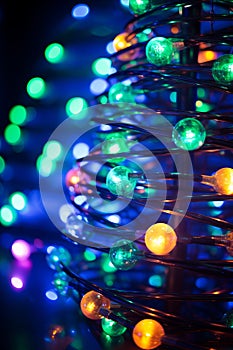 colorful christmas lights on a wire