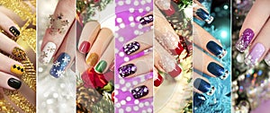 Colorful Christmas nails winter nail designs.