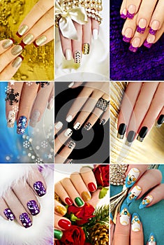 Colorful Christmas nails winter nail designs . photo