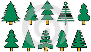 Colorful Christmas tree icons