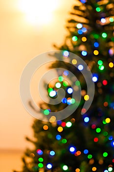 Colorful Christmas tree lights bokeh