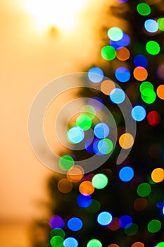 Colorful Christmas tree lights bokeh