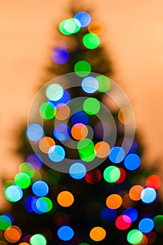 Colorful Christmas tree lights bokeh