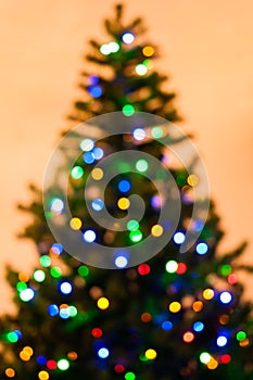 Colorful Christmas tree lights bokeh