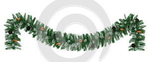 Colorful christmas wreath isolated with red and yellow balls on a white background 3d rendering photo