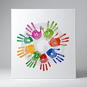Colorful Circle of Childrens Handprints