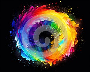 colorful circle with colors on a dark background.