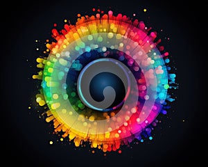 colorful circle with colors on a dark background.