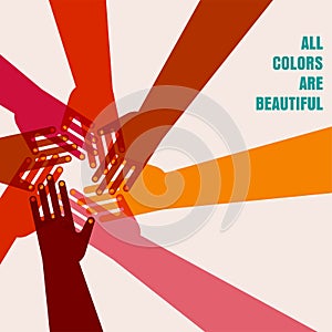 Colorful circle of hands. Together, community concept design