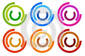 Colorful circle logo, icon templates. concentric segmented circl