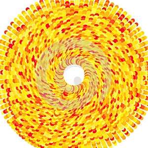 Colorful circle with red-yellow spots