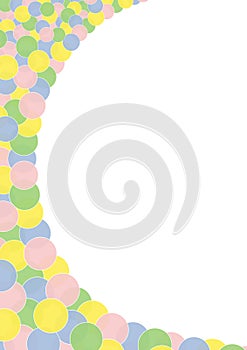 Colorful circles in pastel colors left in a bow
