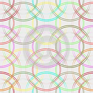 Colorful circles seamless pattern. Fashionable geometric background in trendy colors: soft pink, navy blue, mint, coral, red, ligh