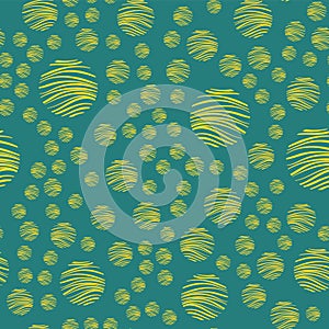 Colorful circles seamless pattern. Geometric background in trendy colors: pale pink, navy blue, mint, coral. Different