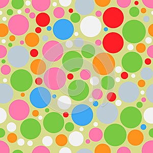 Colorful circles seamless pattern. Trendy colors circles. Flat and solid color vector illustration.