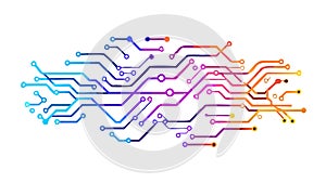 Colorful Circuit Board Pattern, Abstract Tech and Connectivity, vector design Generative AI
