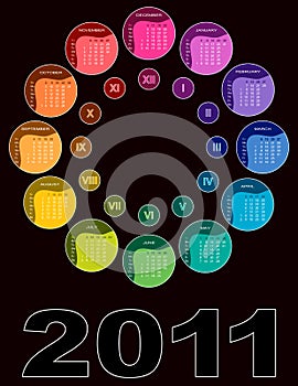 Colorful circular calendar 2011