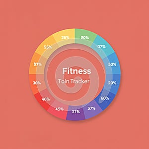 Colorful circular chart on a red background. Each segment is labeled with