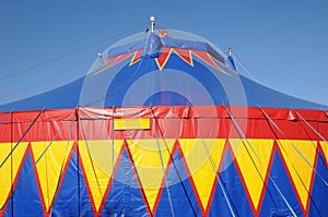 A colorful circus tent