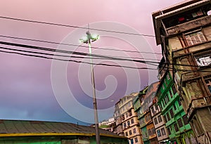 Colorful City houses and buildings of gangtok,sikkim, North India in the evening