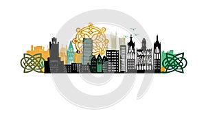 Colorful City Skyline with Abstract Elements, vector design Generative AI