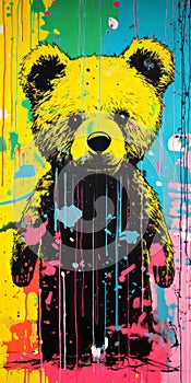 Colorful Citypunk Teddy Bear Painting In 8k Resolution