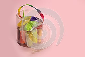 Colorful clay, plasticine with tools in the package
