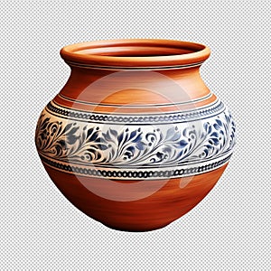 A colorful clay pot isolated on transparent background