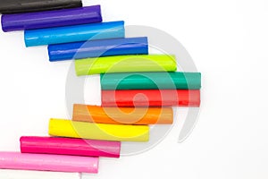 Colorful Clay sticks on white backgroundClay modelling sticks on white background