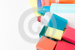 Colorful cleaning products.