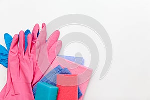 Colorful cleaning products.