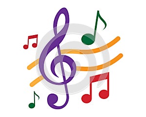 colorful clef and music notes vector illustration