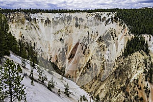 Colorful cliff of mountain at Yellowstone National park