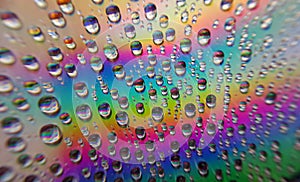 Colorful of close up rainbow droplets.