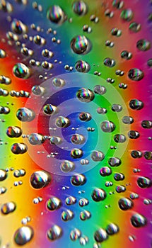 Colorful of close up rainbow droplets.