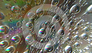 Colorful of close up rainbow droplets.