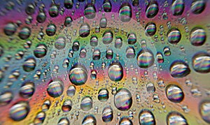 Colorful of close up rainbow droplets.