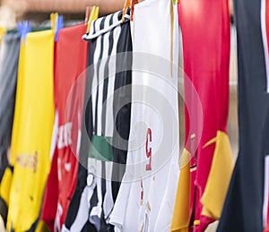 Colorful clothes hanging to dry on a laundry line