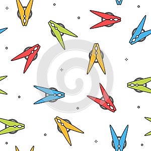 Colorful clothes peg seamless pattern