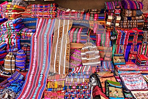 Colorful clothes at a Tarabuco traditional market, Bolivia