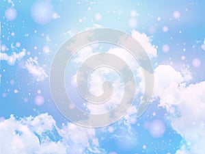 white and blue Cloud background sky with flare white lucent lights blurry photo