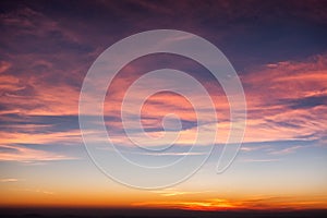 Colorful cloud in blue sky at sunset