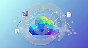 Colorful Cloud Computing Network Technology Concept Illustration