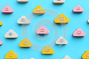 Colorful Cloud Data Storage Concept Illustration