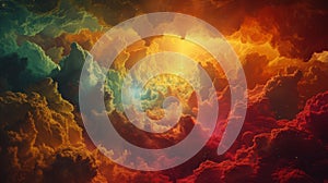 A colorful cloud formation in the sky with a bright light, AI