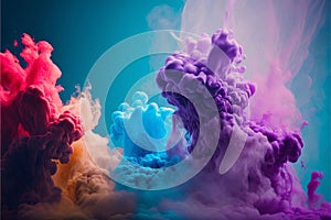 Colorful cloud of ink in water. Abstract background. 3d rendering