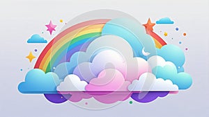 colorful clouds with rainbow isolated on gray color background photo