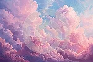 Colorful clouds in the sky. 3D illustration. Toned.