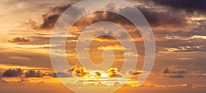 Colorful cloudy sunset sky panorama sky view